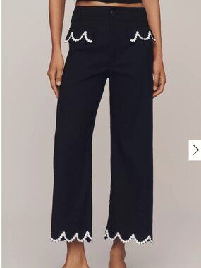 Anthropologie NWT The Colette Scalloped Crop Wide-Leg Pants by Maeve